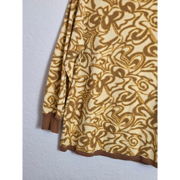 BDG Women’s Long Sleeve Crewneck Shirt Medium Yellow Brown Floral Abstract Retro - Picture 3 of 11